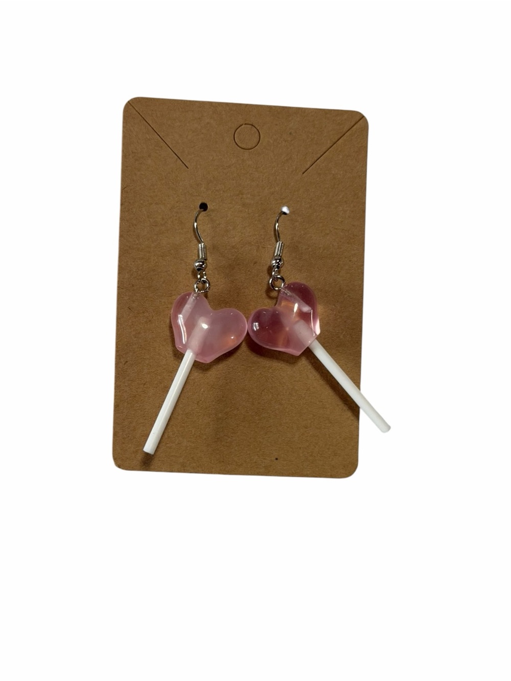Pink Heart Lollipop Drop Earrings